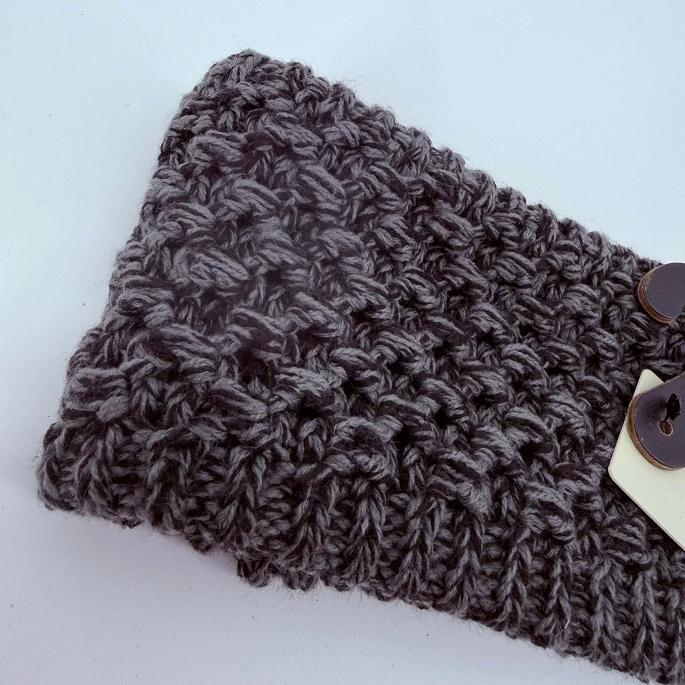 Adidas Crestline Headband Womens Black Onix Grey Fleece Lined Knit IQ5590 OSFA